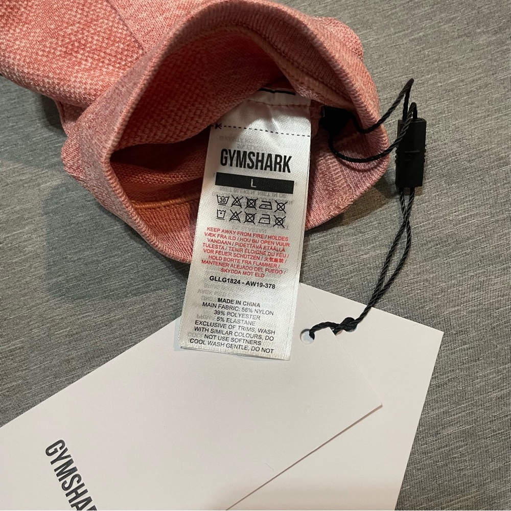 NWT Gymshark High Waisted Flex Leggings Pink Heathered Large Seamless Workout - Picture 6 of 8